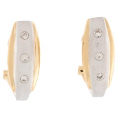 Boucles d'oreilles modernes en or jaune et blanc 18 carats avec diamants 