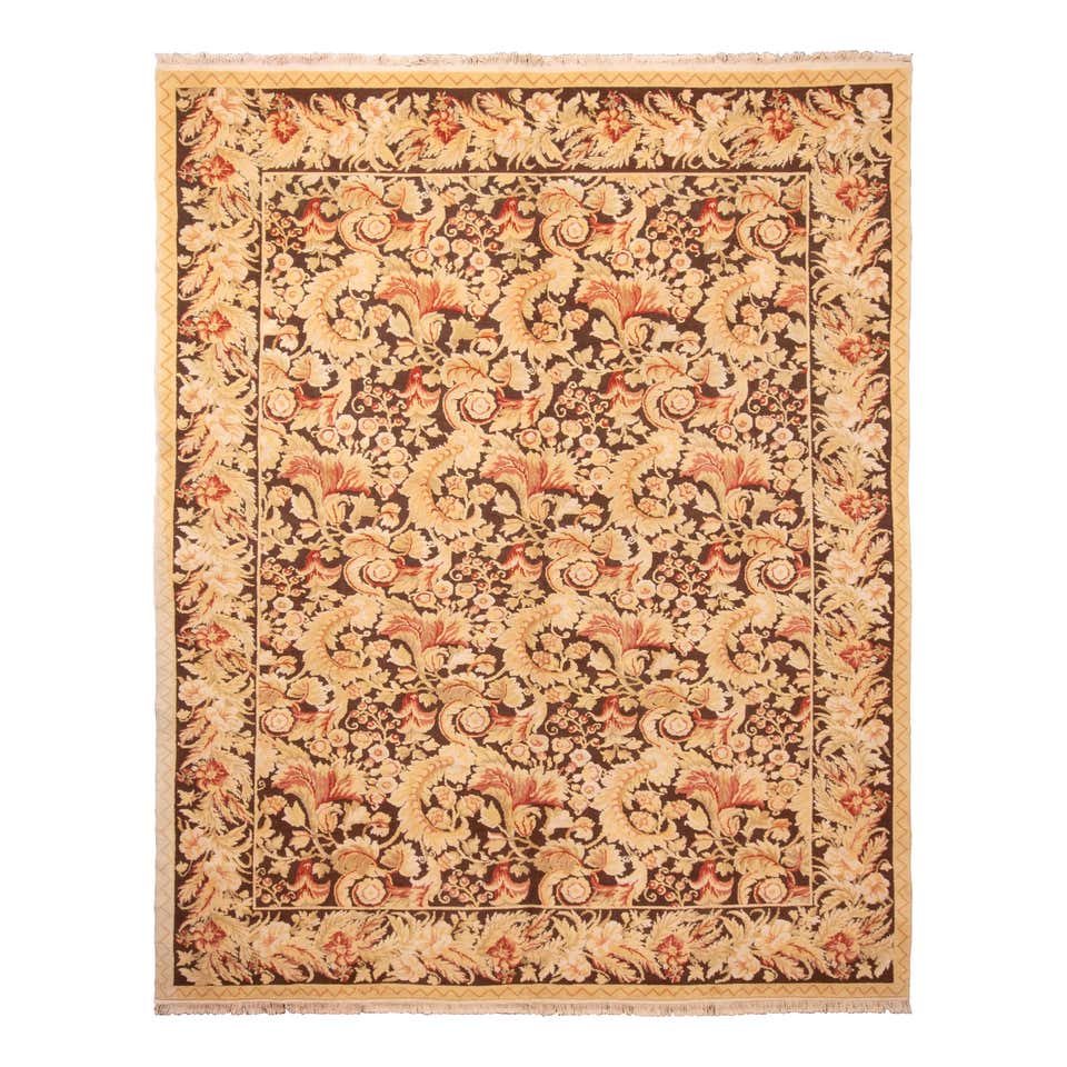 Modern 18th Century Style Transitional Brown and Beige Wool Rug For ...