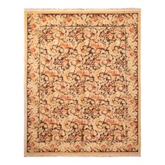 Modern 18th Century Style Transitional Brown and Beige Wool Rug