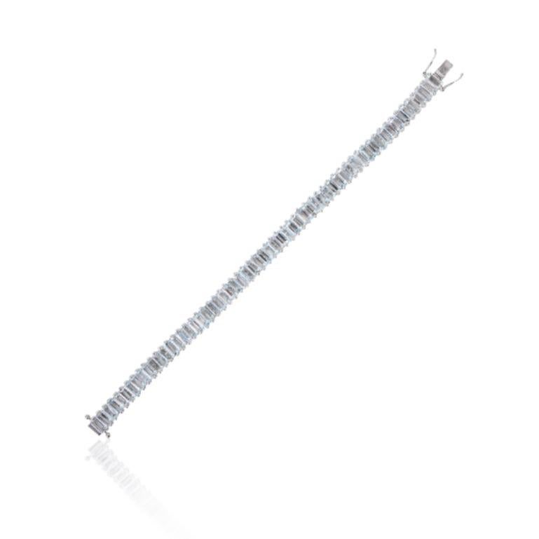  19.45 CTW Aquamarine Tennis Bracelet for Mother Gift Made in Sterling Silver Pour femmes 