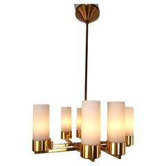 Modern 1970's Bronze and Glass Chandelier
