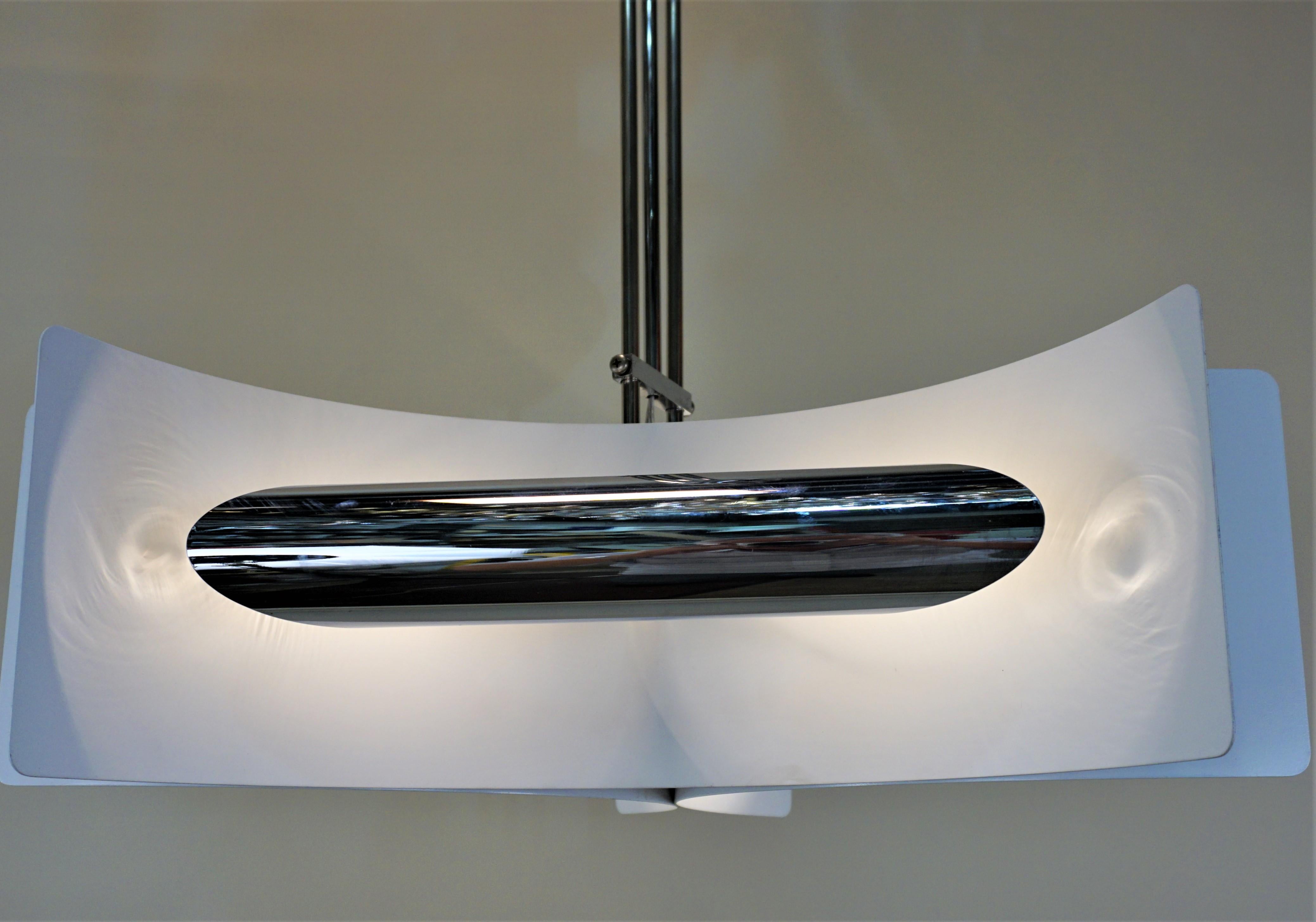 Lacquered Modern 1970s Chrome Chandelier