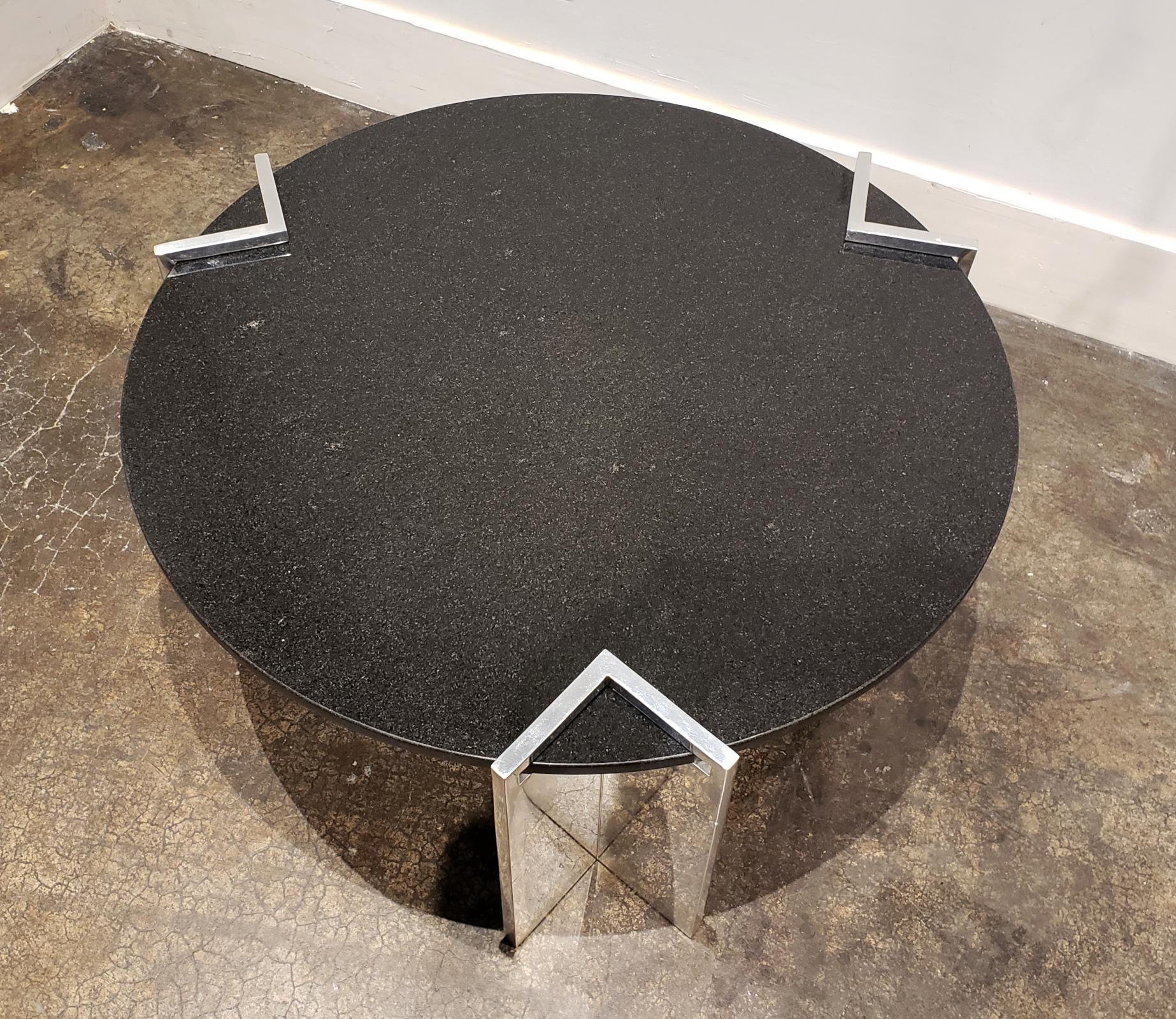 Unknown Modern 1980s Aluminum and Granite Round Coffee Table