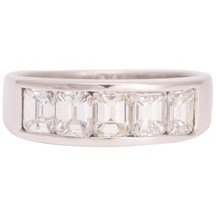 Modern 2 Carat Emerald Cut Diamond Half Eternity Ring