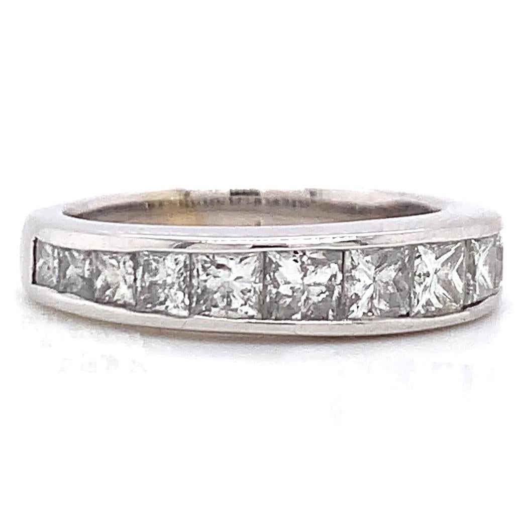 Moderna alianza de oro blanco de 14 quilates con diamantes talla princesa de 2 quilates Corte princesa