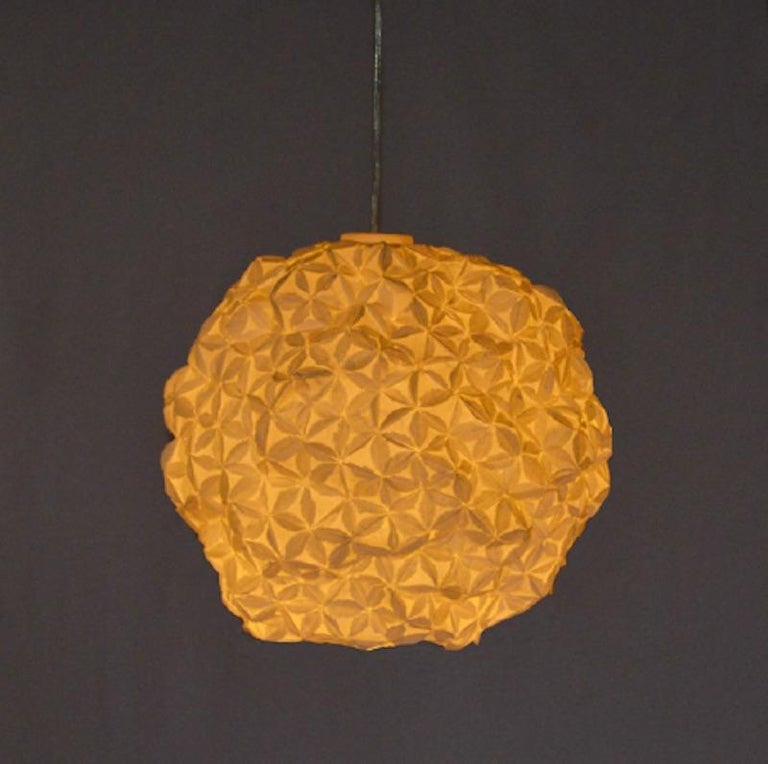 Modern 2 Piece One Of A Kind Handmade Japanese Washi Paper Led Pendant Lamp