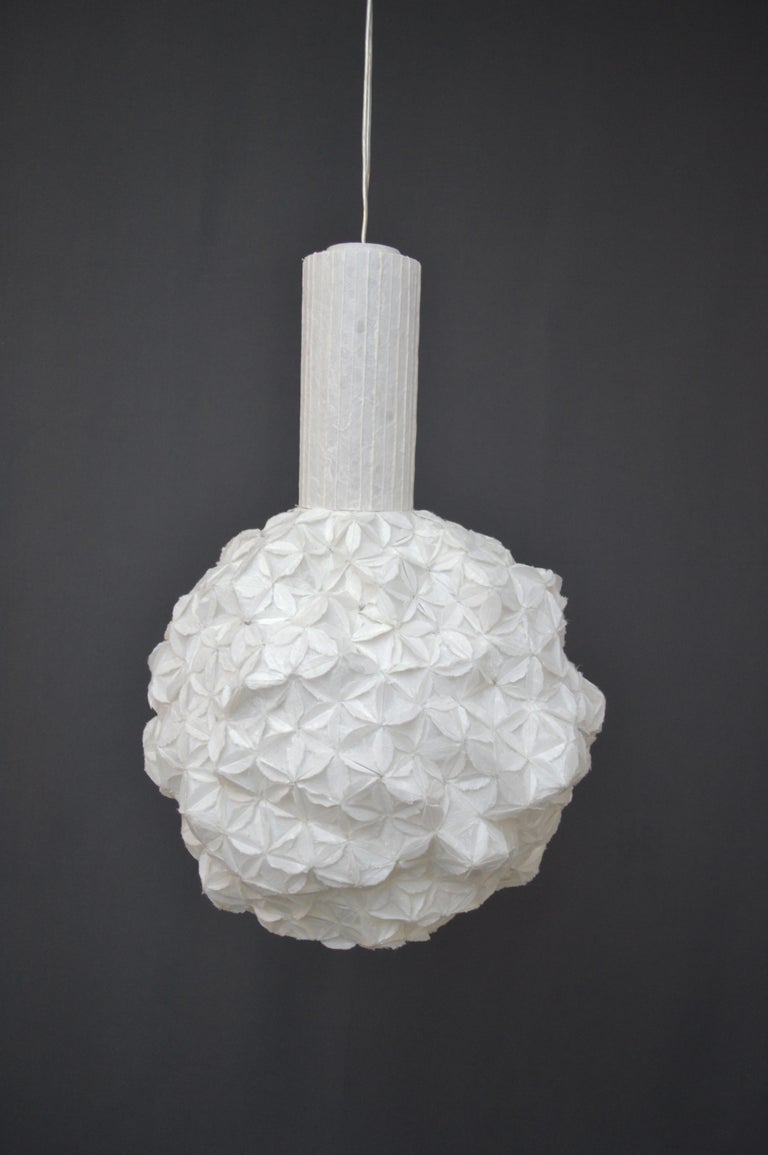 Modern 2 Piece One Of A Kind Handmade Japanese Washi Paper Led Pendant Lamp