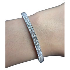 Moderner 2-reihiger Diamant-Armreif 14k Weißgold 3,88 Karat G-H/VS Diamanten
