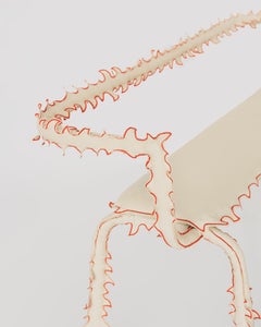 Modern 2-seater Bench, Off-White Cotton, Spiked Biomorphic Surface, by ESTO