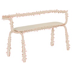 Modern 2-seater Bench, Off-White Cotton, Spiked Biomorphic Surface, by ESTO