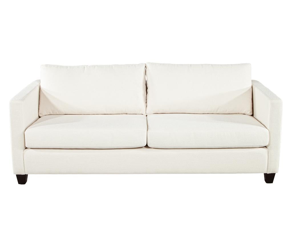 Modernes 2-Sitzer-Sofa aus cremefarbenem, strukturiertem Stoff (21. Jahrhundert und zeitgenössisch) im Angebot
