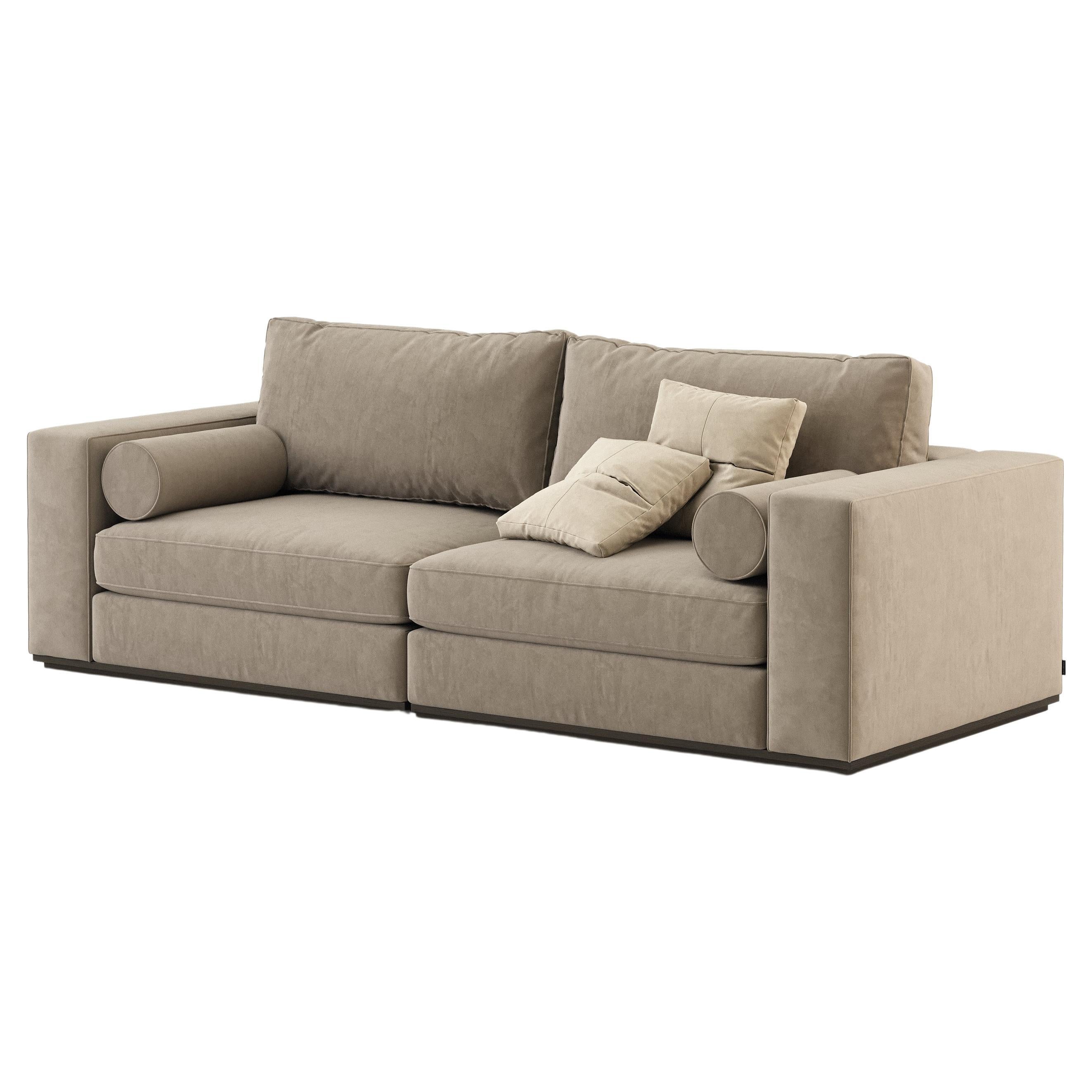 Modernes Fortune-Sofa mit 2 Sitzen aus Holz und Textilien, handgefertigt von Stylish Club
