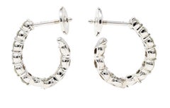 Boucles d'oreilles modernes en or blanc 18 carats avec diamants de 2,00 carats