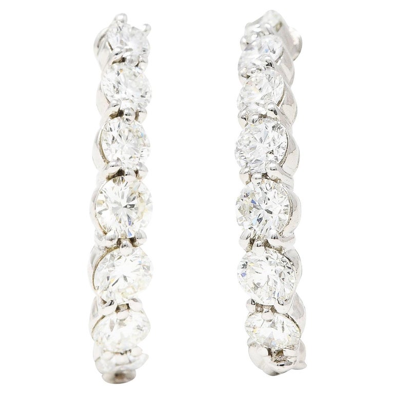Modern 2.00 Carats Diamond 18 Karat White Gold Half Hoop Earrings at ...