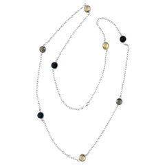 Modern 20.00 Carat Multi Gemstone 14 Karat White Gold Long Necklace