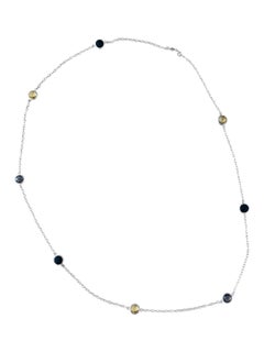 Modern 20.00 Carat Multi Gemstone 14 Karat White Gold Long Necklace