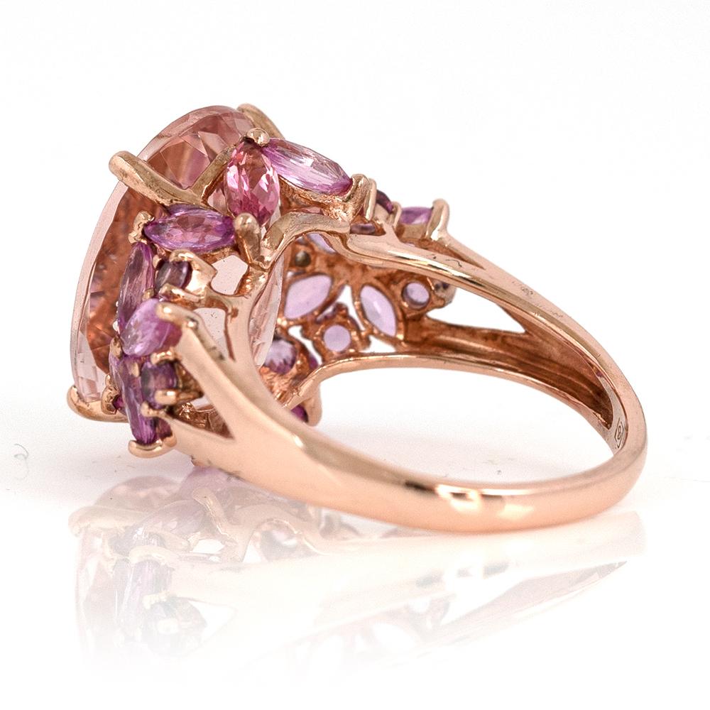 Modern 2008 Morganite Pink Sapphire Diamond 9 Carat Rose Gold Ring 1
