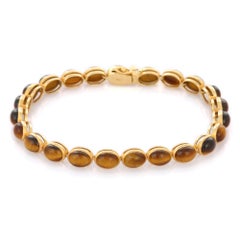 20.21 Ct Tiger Eye Tennis Bracelet in 18K Yellow Gold