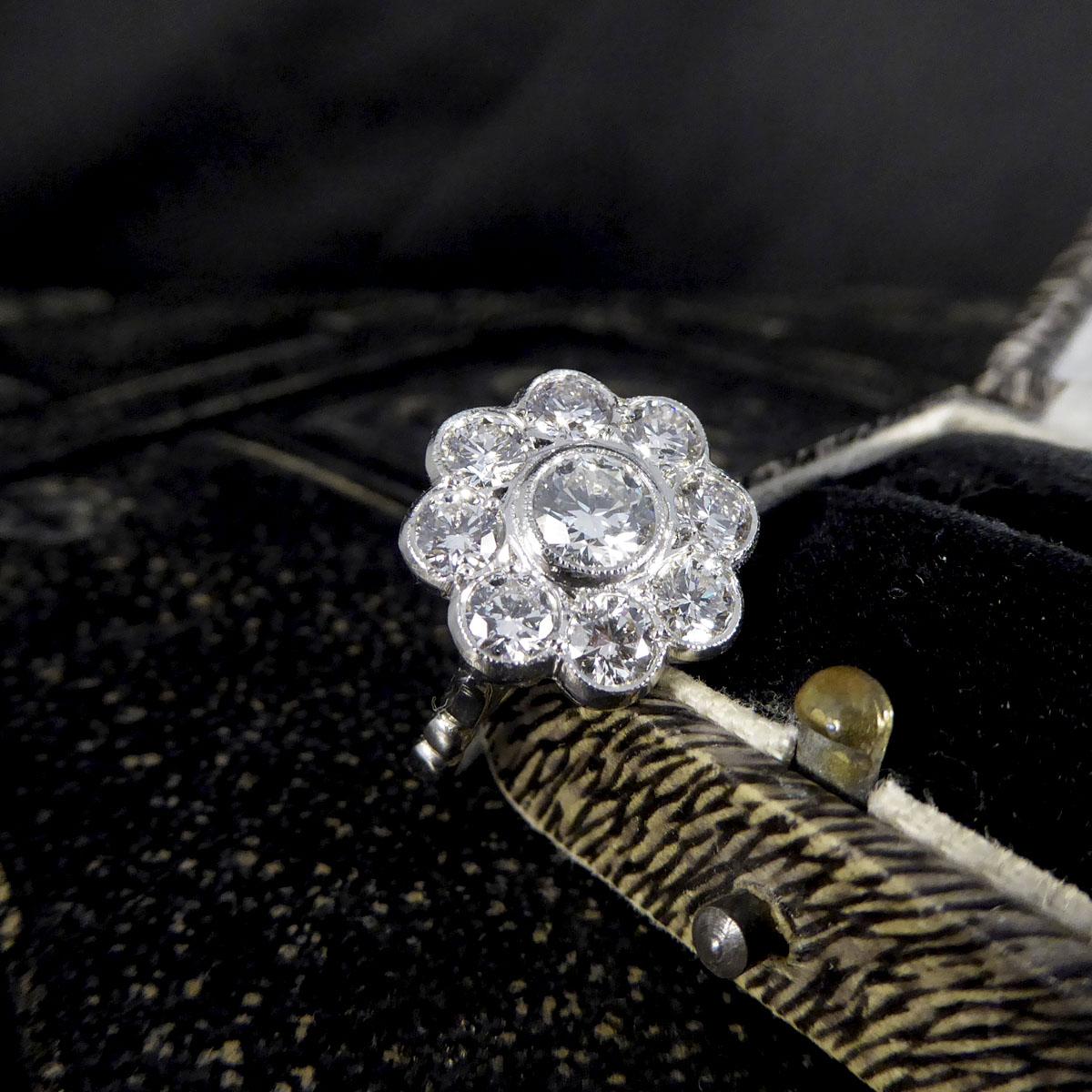 Modern 2.02ct Diamond Daisy Cluster Ring Set in Platinum 3