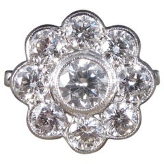 Modern 2.02ct Diamond Daisy Cluster Ring Set in Platinum
