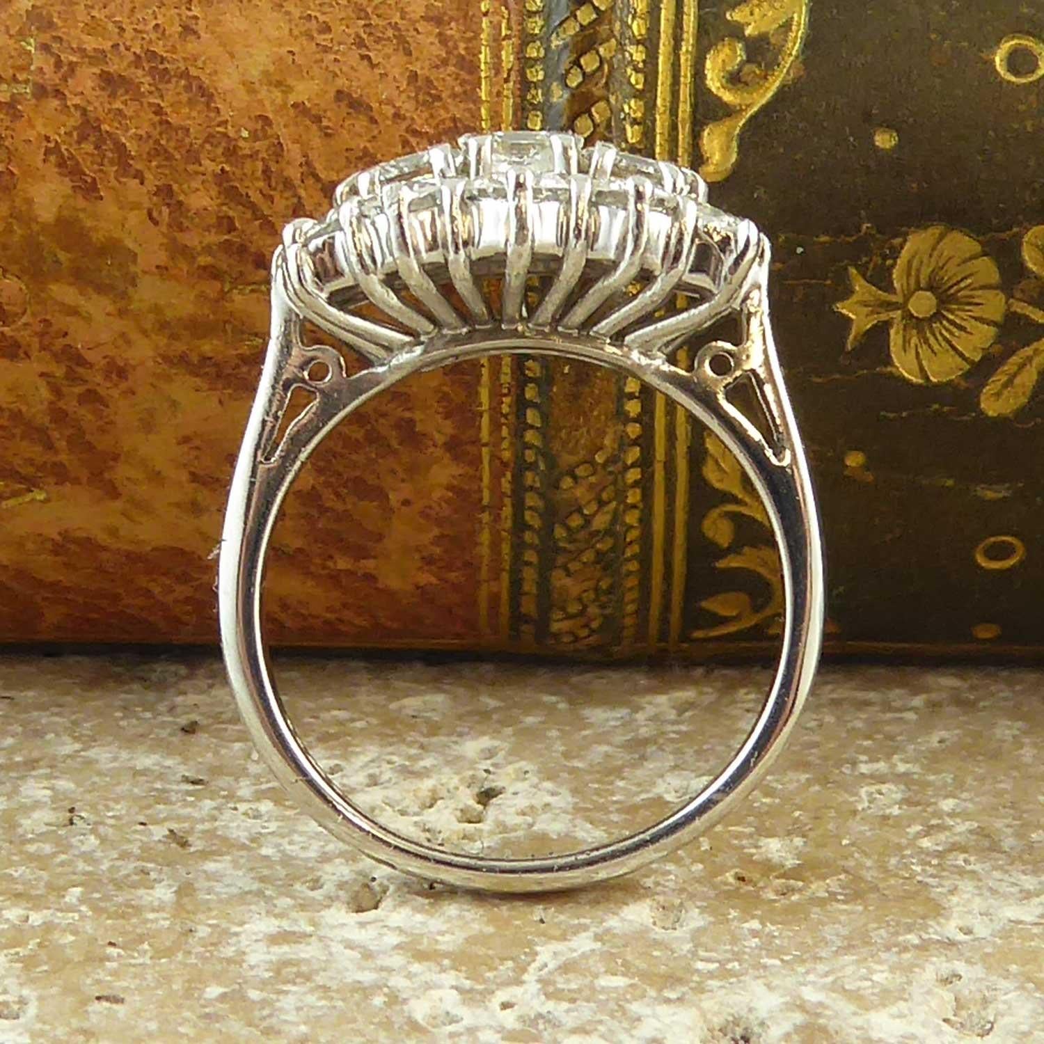 Modern 2.06 Carat Diamond Cluster Ring, Princess Cut and Brilliant Cut 2