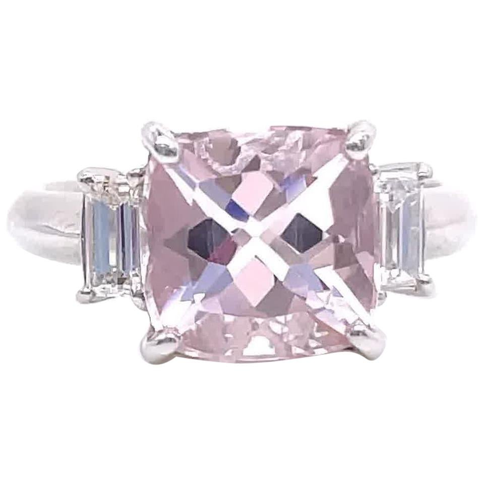 Modern 2.06 Carat Morganite Diamond Platinum Ring