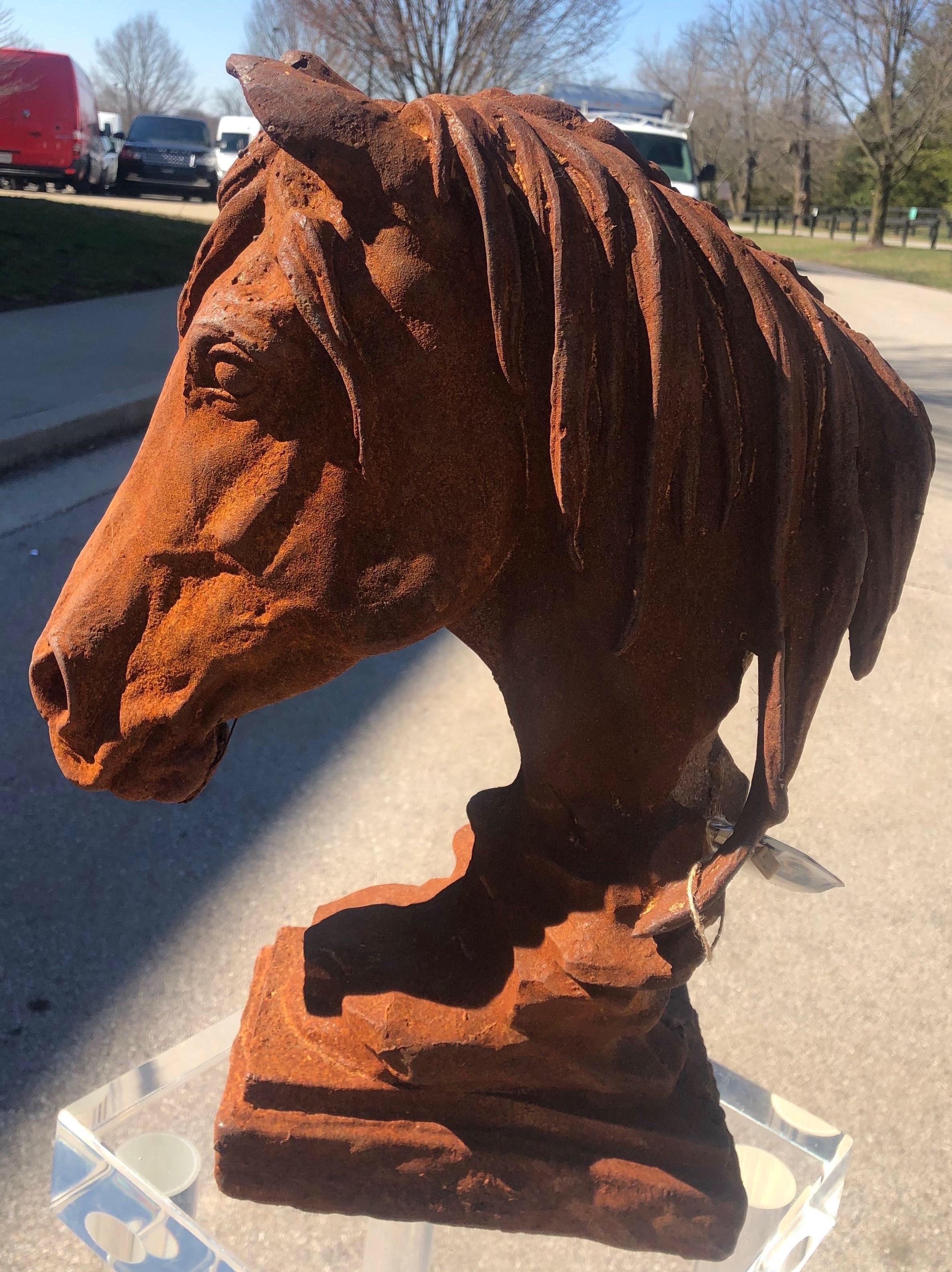 American Modern 20th Century Cast Iron Horse Head Sculpture