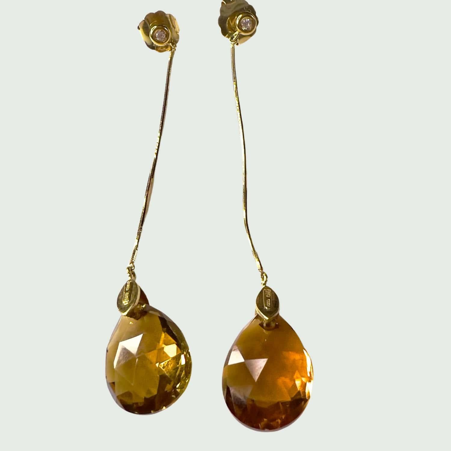Women's Modern 20th Century Diamond and Citrine Drop Gold Earrings For Sale
