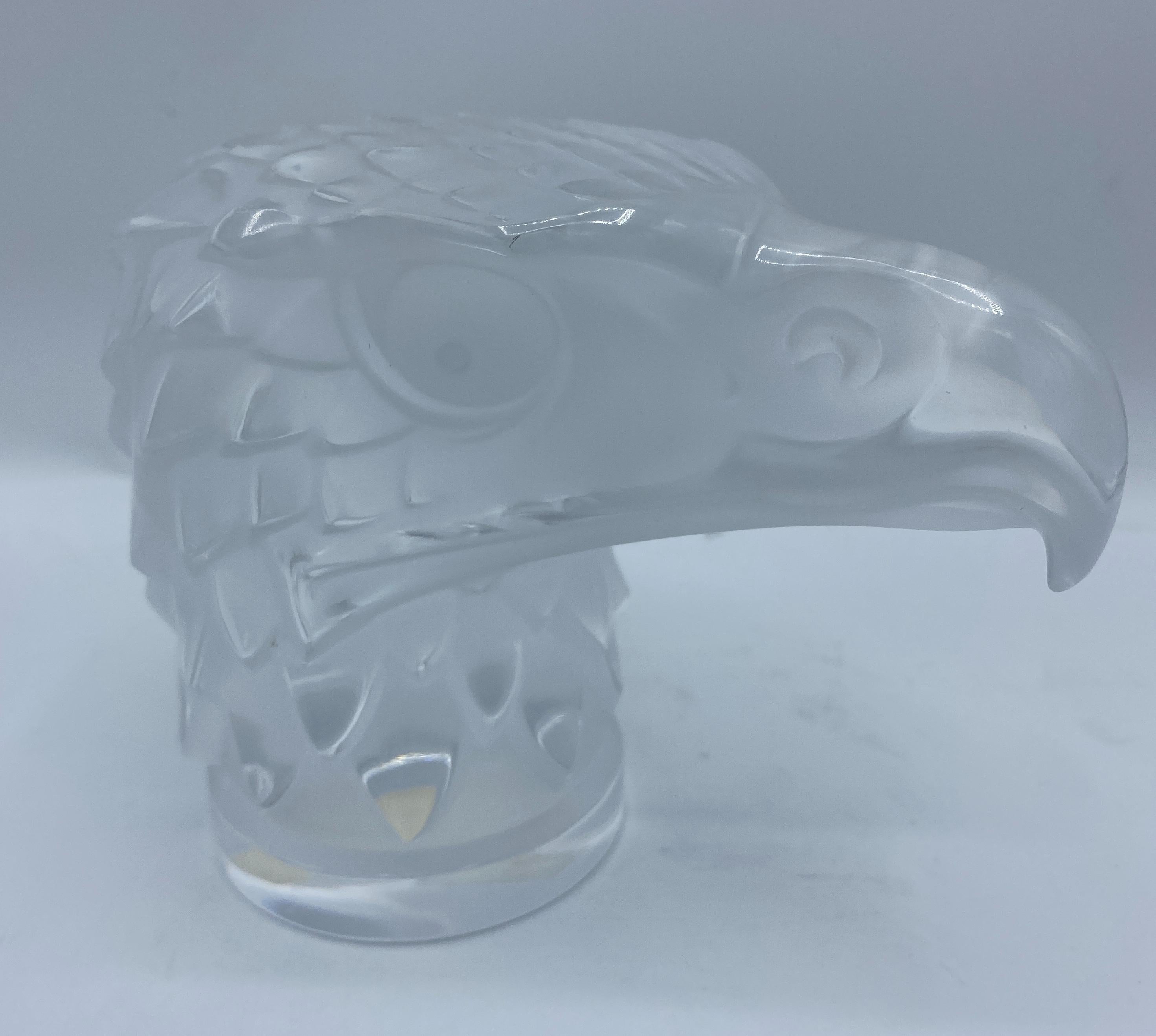 Modern Small 20th Century French Lalique Crystal Eagle Head