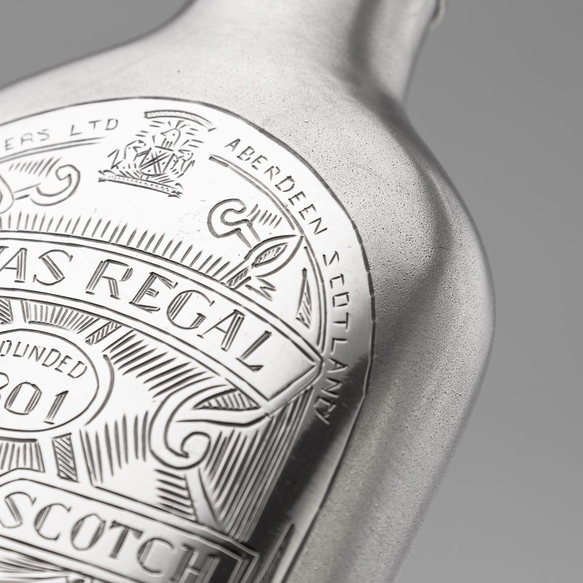 Modern 20th Century Novelty Solid Silver Chivas Regal Whisky Bottle For Sale 10