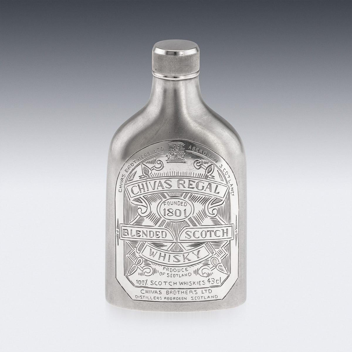 Other Modern 20th Century Novelty Solid Silver Chivas Regal Whisky Bottle For Sale