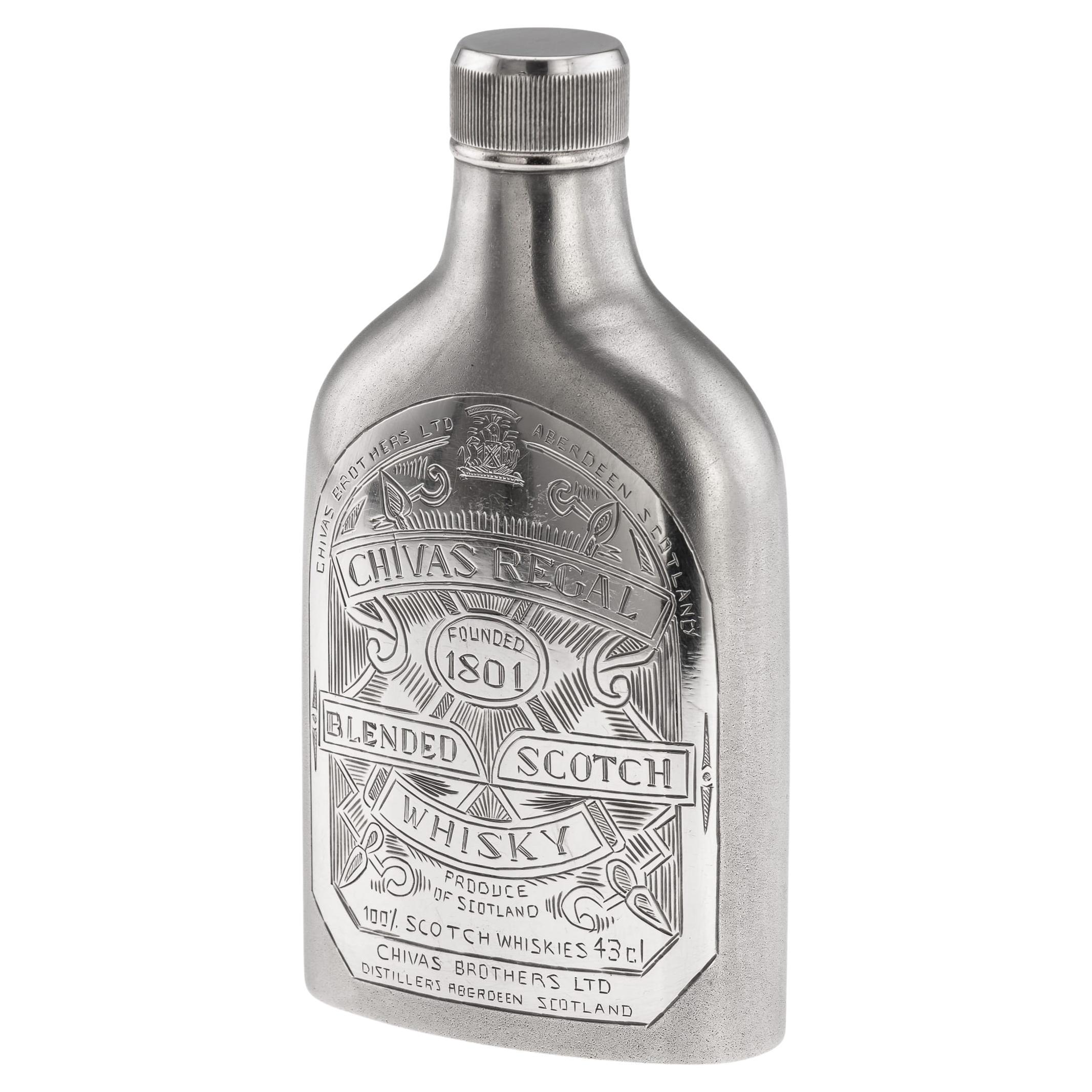 Modern 20th Century Novelty Solid Silver Chivas Regal Whisky Bottle