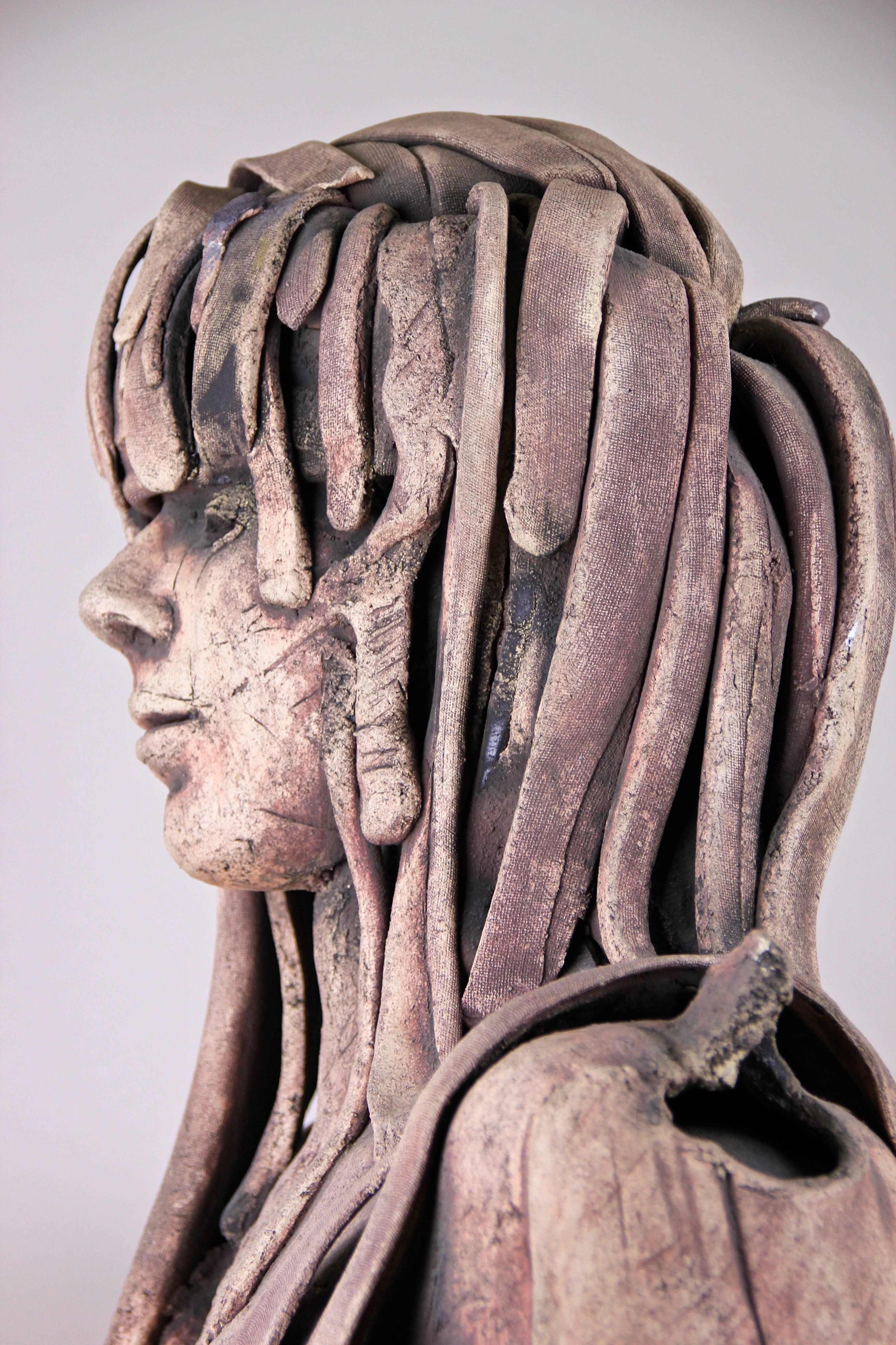 Modern 20th Century Terracotta Sculpture/ Bust Signed B. Vandenberghe, Belgium For Sale 7