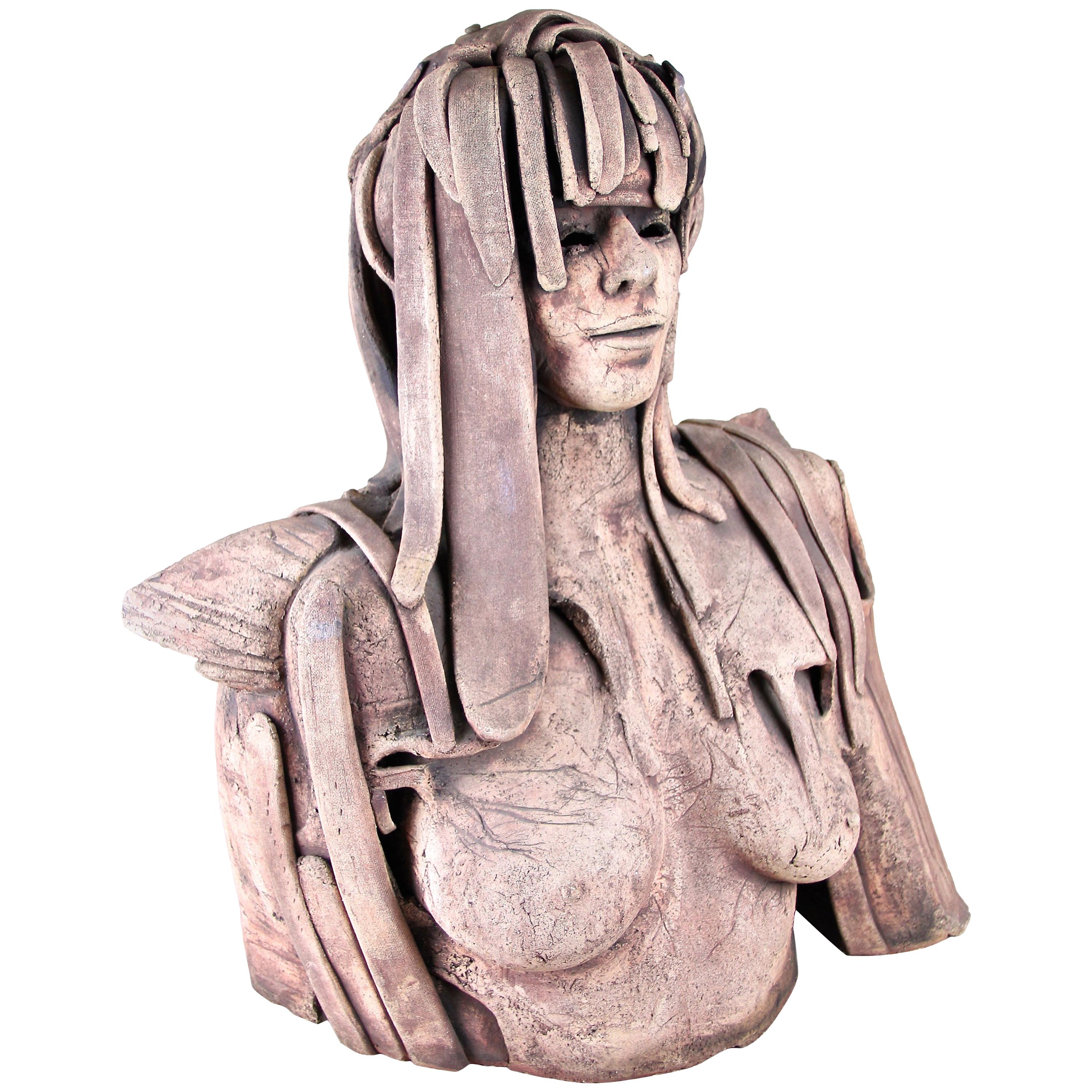 Modern 20th Century Terracotta Sculpture/ Bust Signed B. Vandenberghe, Belgium