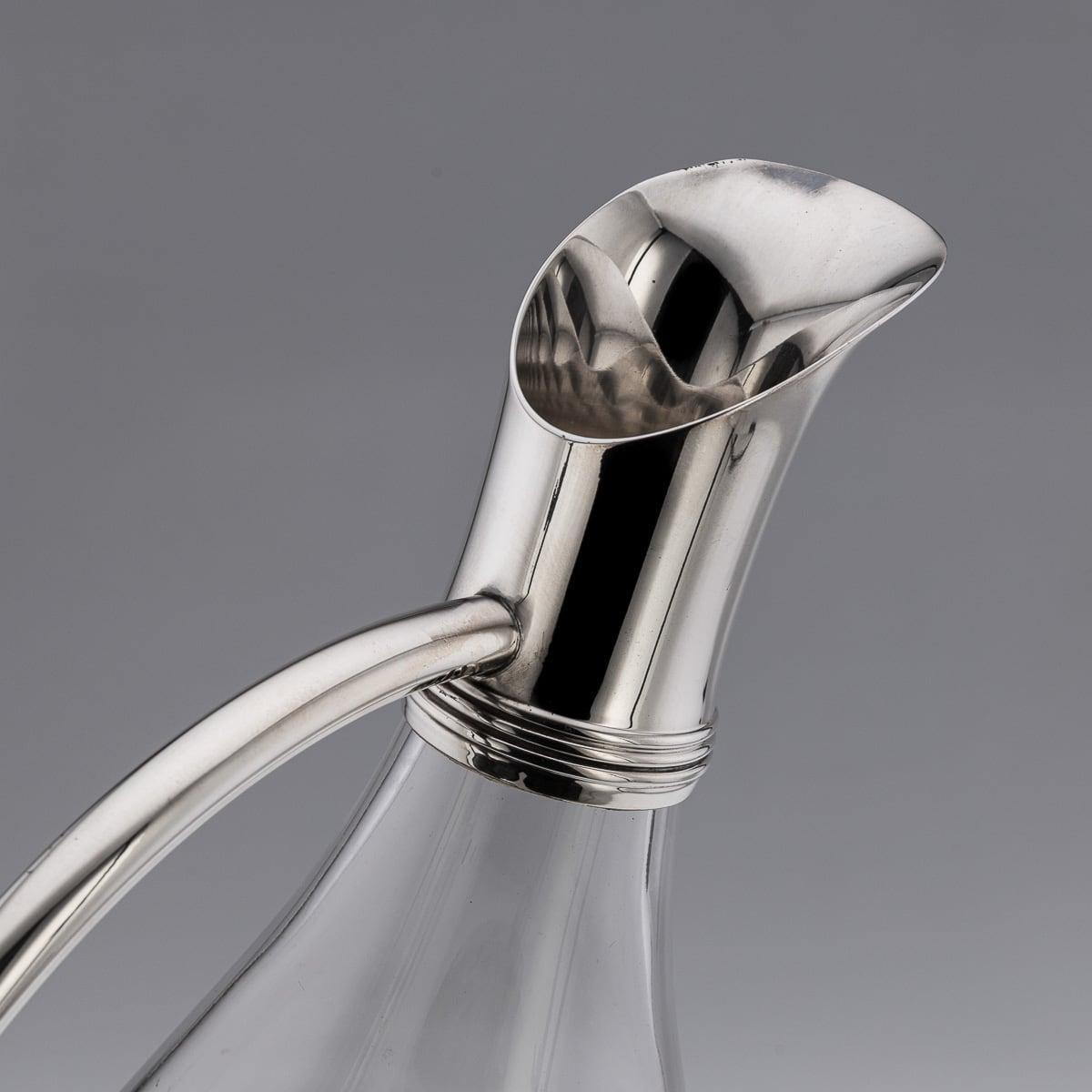Modern 21st Century British Solid Silver Mounted Glass Wine Jug, Asprey c.2004 For Sale 5