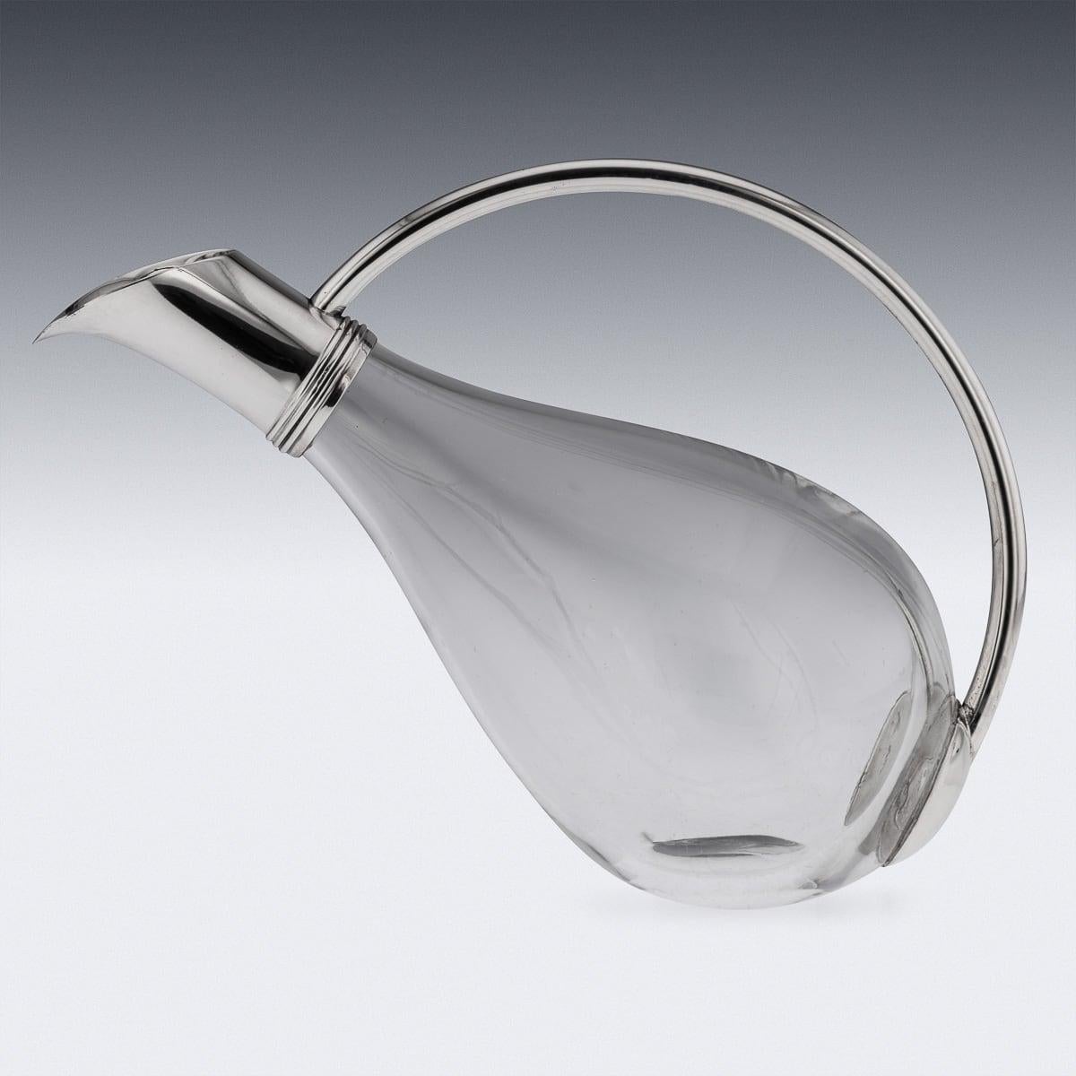 Other Modern 21st Century British Solid Silver Mounted Glass Wine Jug, Asprey c.2004 For Sale
