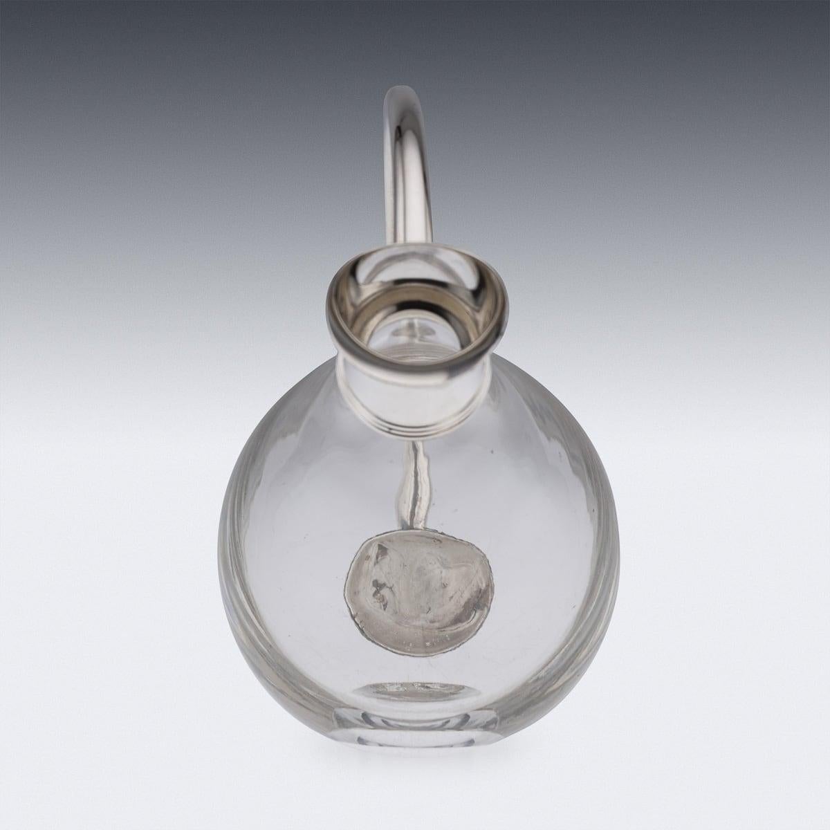 Modern 21st Century British Solid Silver Mounted Glass Wine Jug, Asprey c.2004 For Sale 1