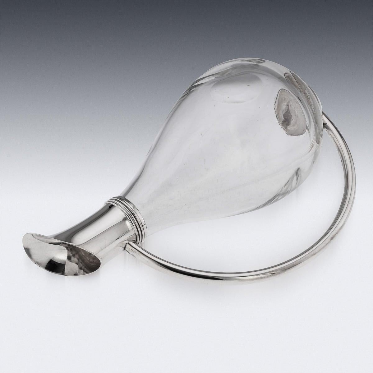 Modern 21st Century British Solid Silver Mounted Glass Wine Jug, Asprey c.2004 For Sale 2