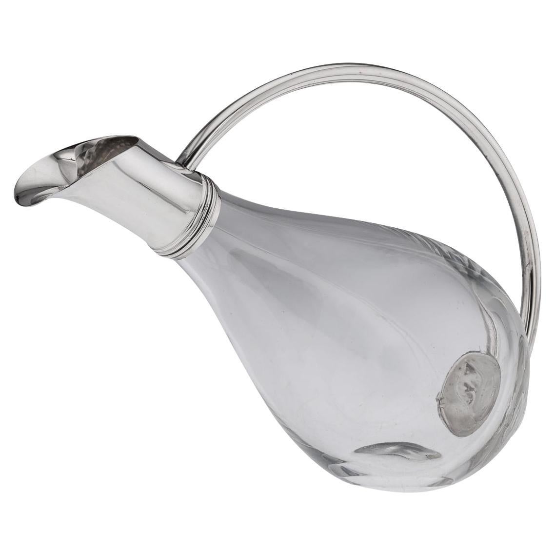 Brocca da vino in vetro con montatura in argento massiccio, Modern 21st Century British, Asprey c.C.