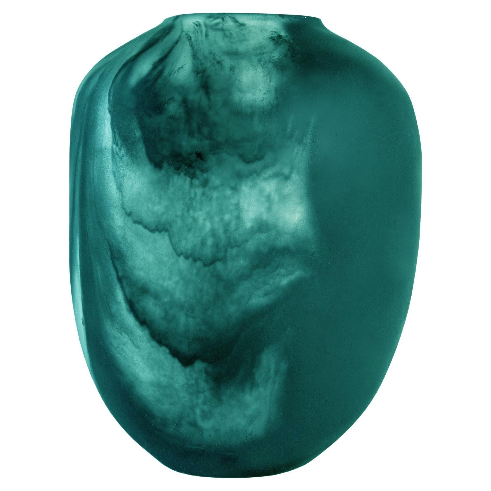 Modern 21st Century "Emerald Green Smoke High Tara" Resin Vase from Mexico For Sale