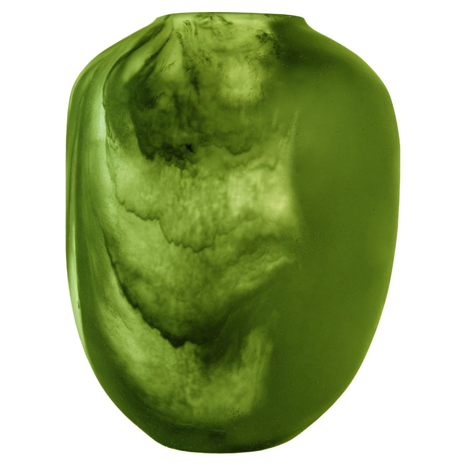 Modern 21st Century "Lime Green Smoke High Tara" Resin Vase from Mexico For Sale