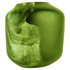 Modern 21st Century "Lime Green Smoke Low Tara" Resin Vase from Mexico