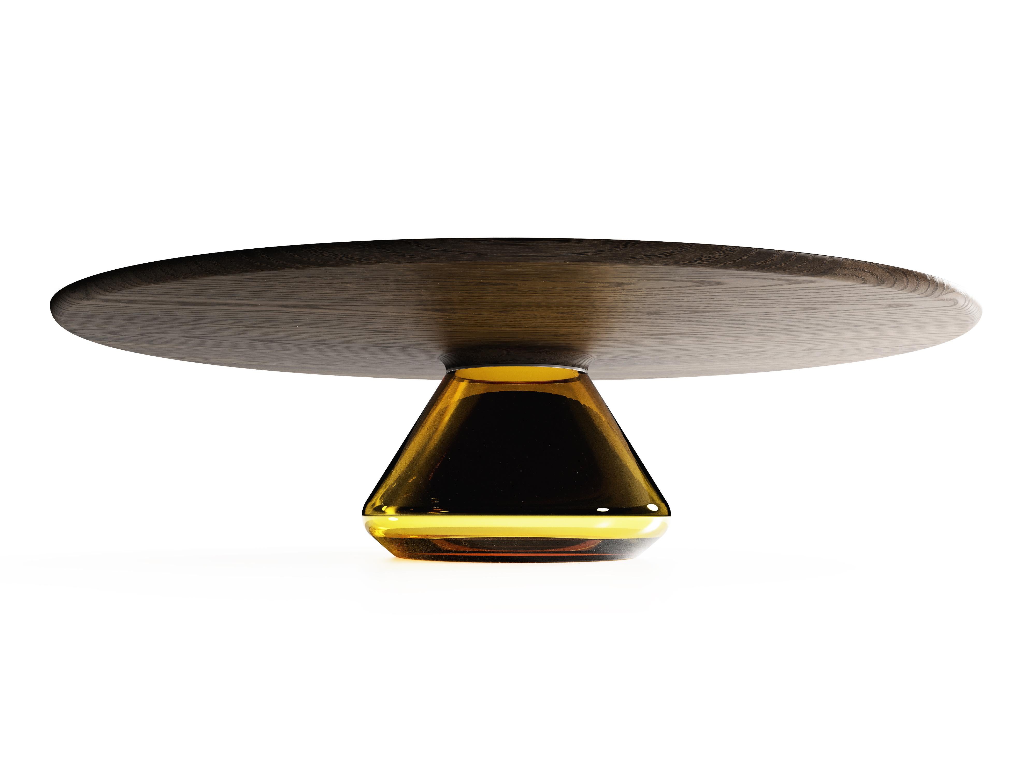 amber glass table