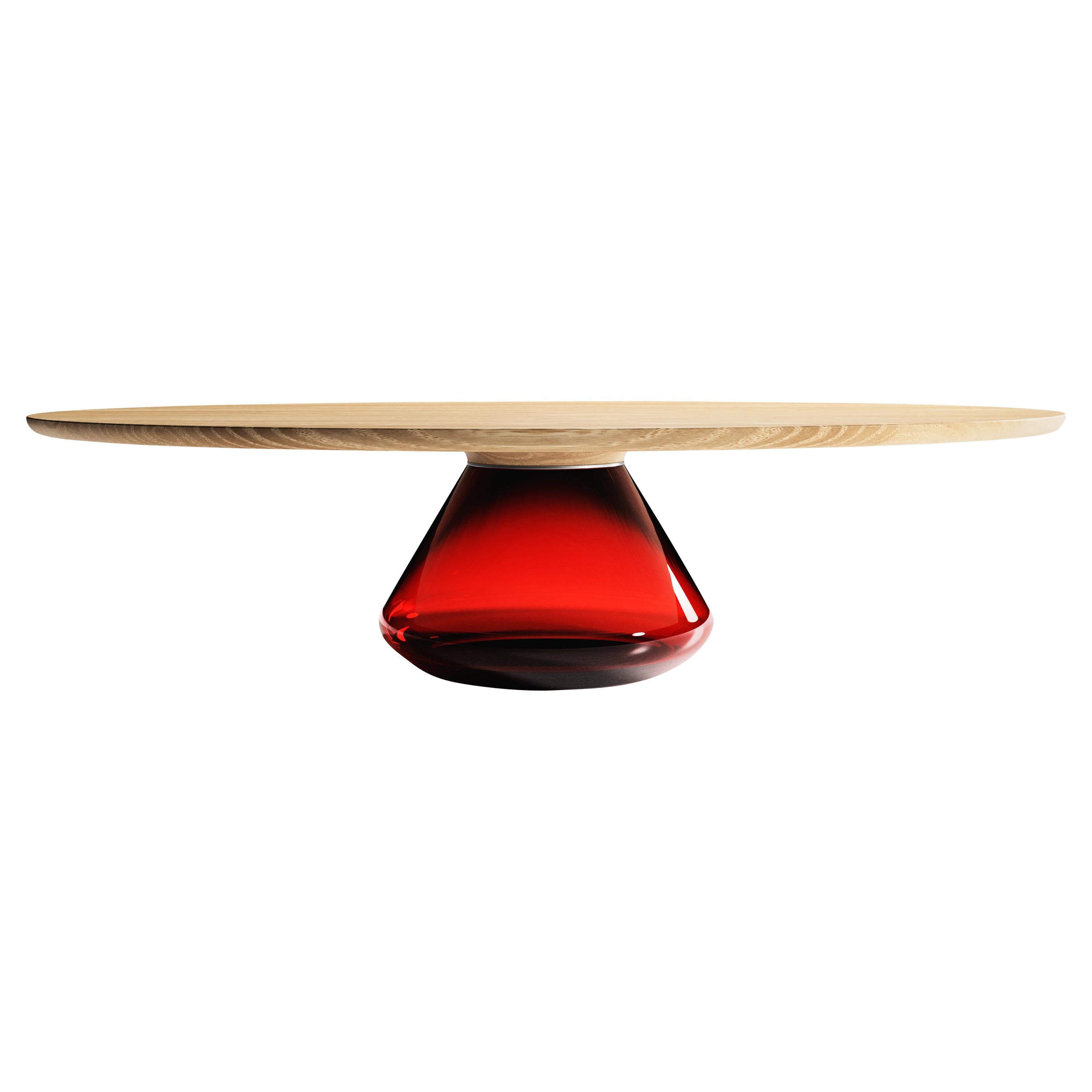 "Ruby Eclipse" Contemporary Coffee Table Ft. Oiled Oak Glass by Grzegorz Majka 