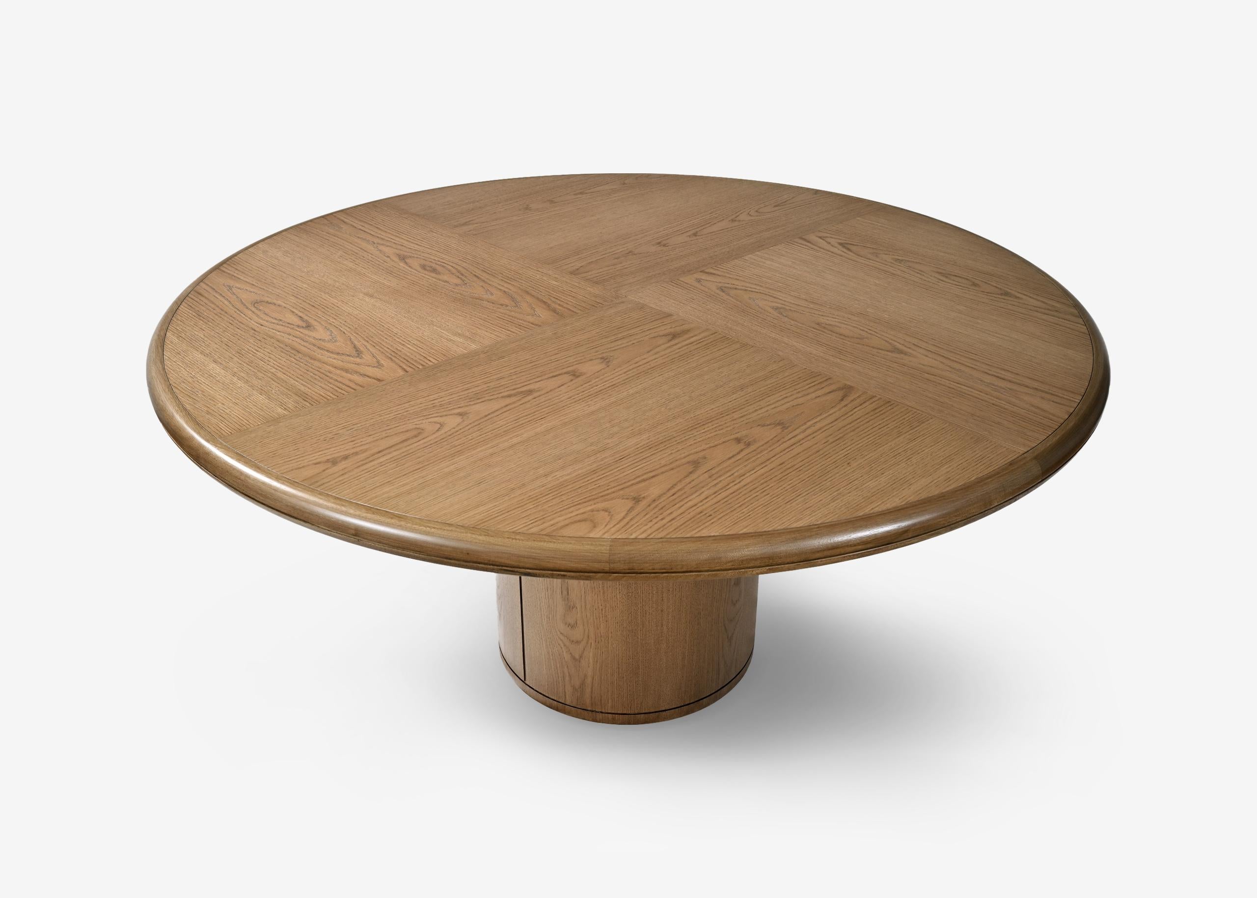 Moderne Table de salle à manger moderne en chêne, bois, ronde, naturelle, Moon, XXIe siècle en vente