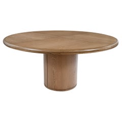 Table de salle à manger moderne en chêne, bois, ronde, naturelle, Moon, XXIe siècle