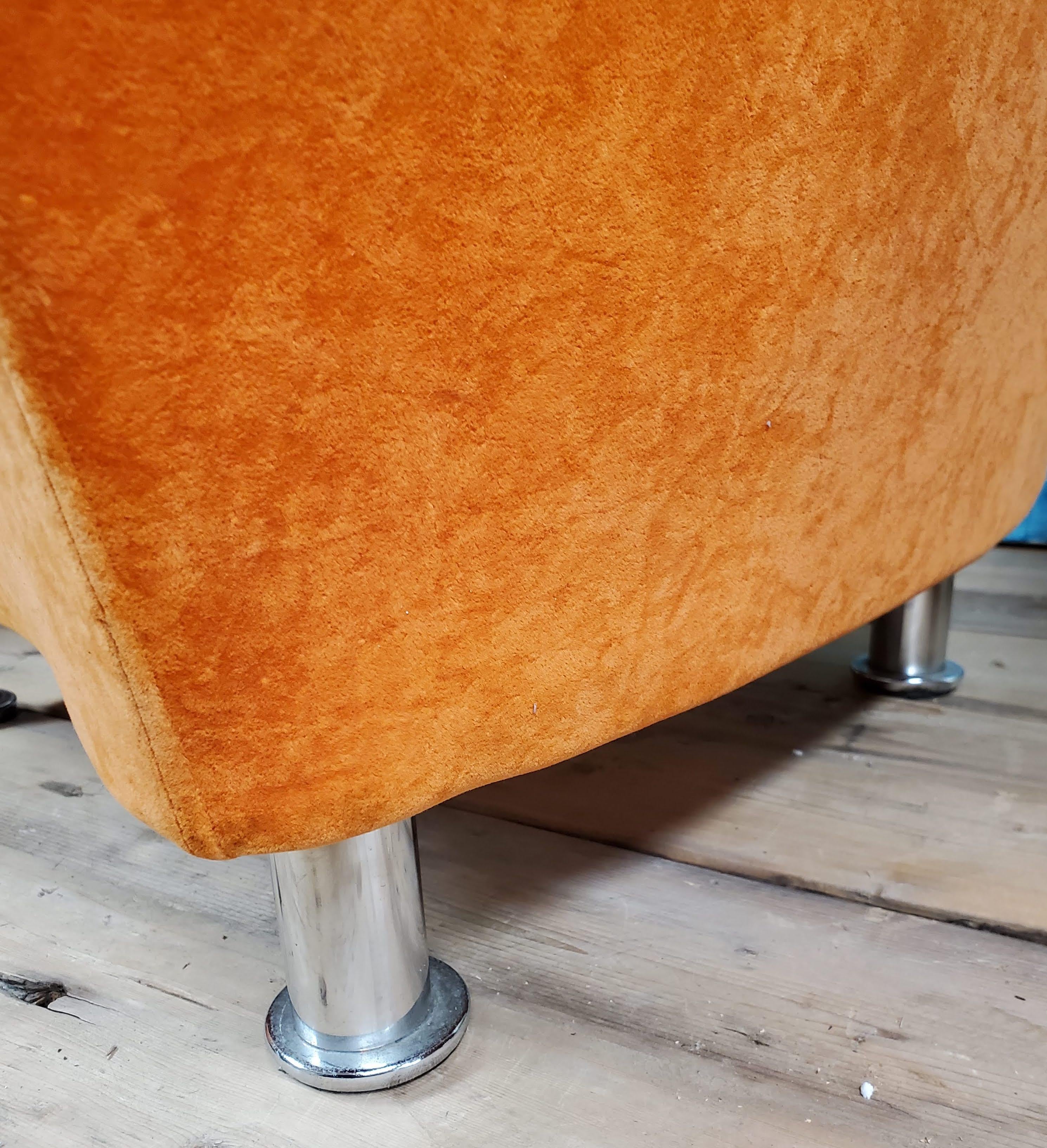 Pair of Orange Barrel Tube Salazar Lounge Club Chairs 9