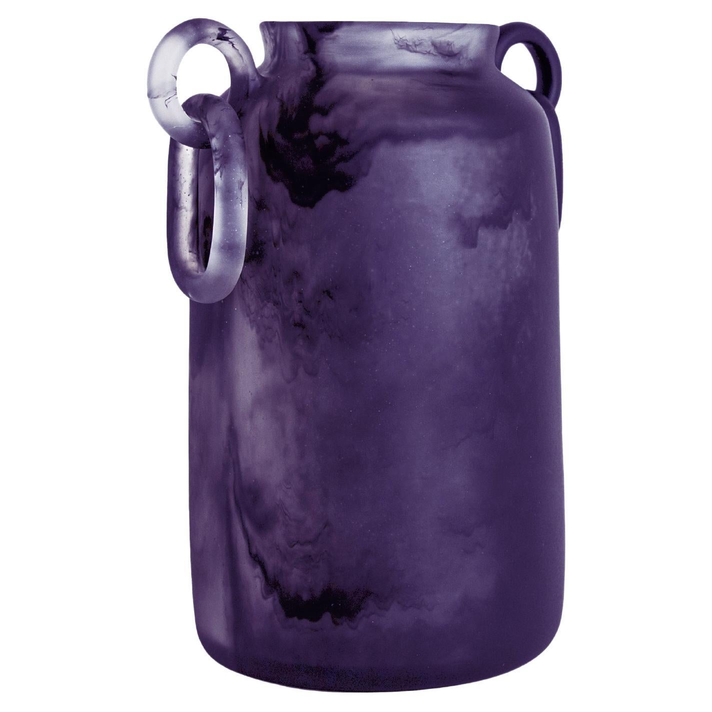 Modern 21st Century "Purple smoke high Mitla" Resin Vase From Mexico For Sale