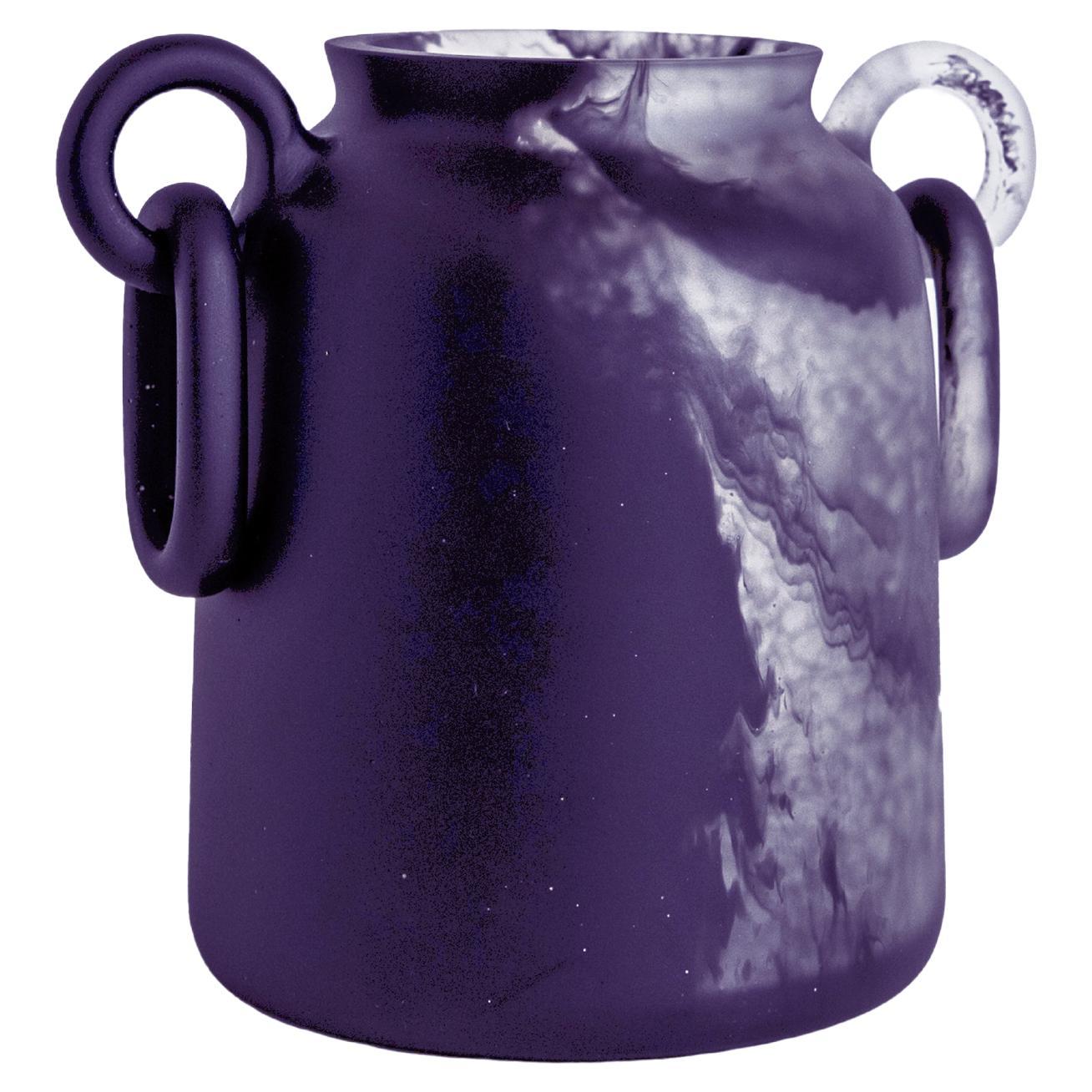 Modern 21st Century "Purple Smoke Low Mitla" Resin Vase from Mexico