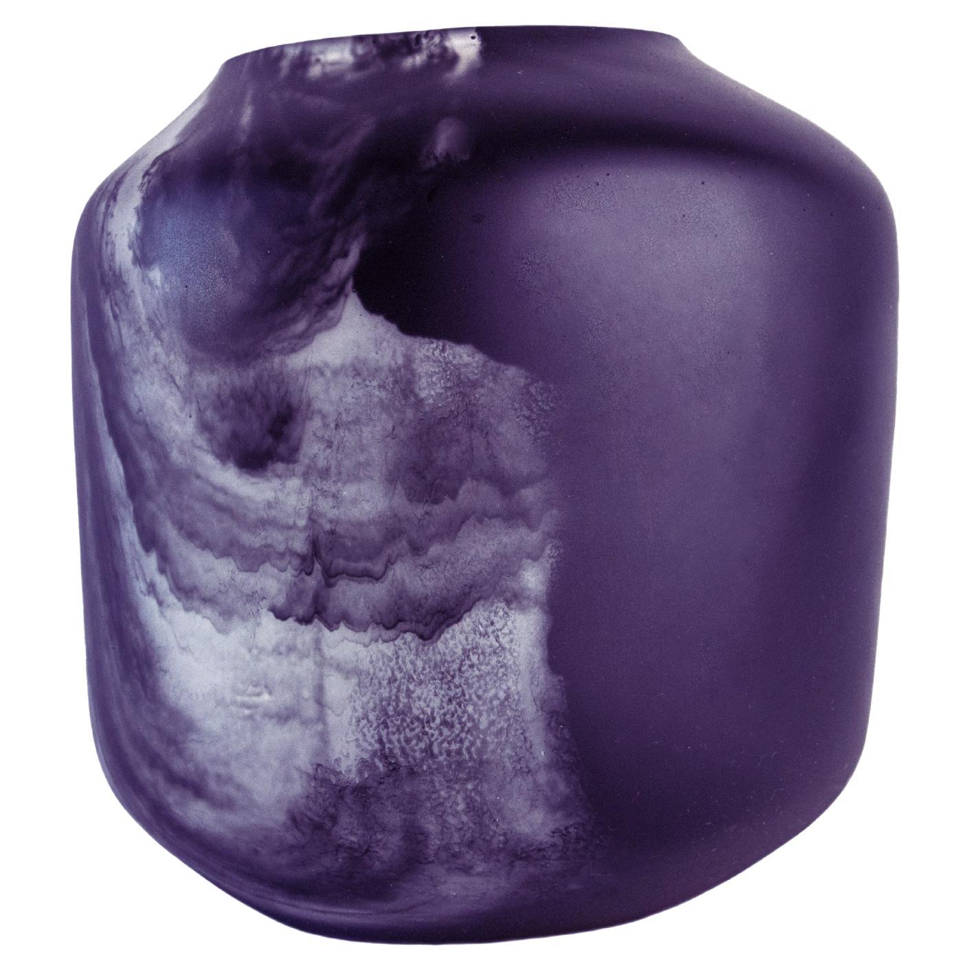 Modern 21st Century "Purple Smoke Low Tara" Resin Vase from Mexico For Sale